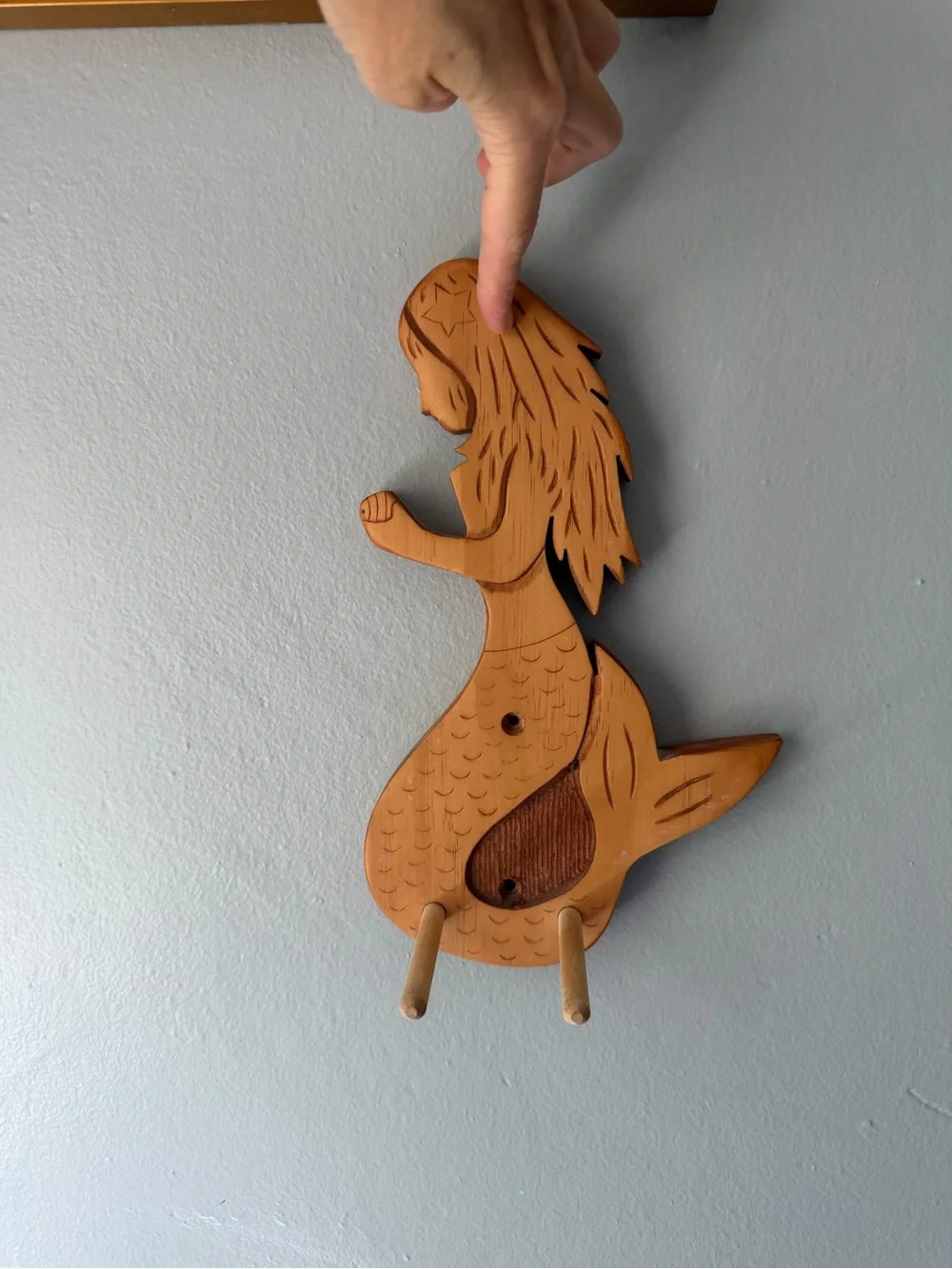Ukelele hanger Handcrafted solid Wood Mermaid Wall Hanging